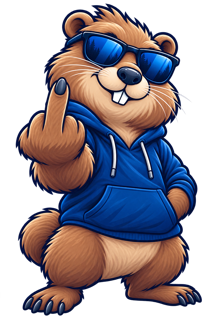 Drainology the groundhog in a hoodie giving a cheeky salute